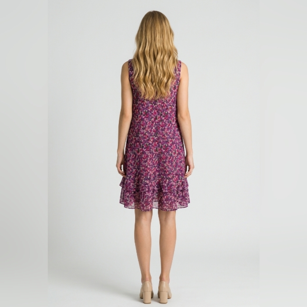 Lauren Ralph Lauren Floral Ruffle-Hem Mini Dress in Purple Mix Size 12 - Picture 2 of 9